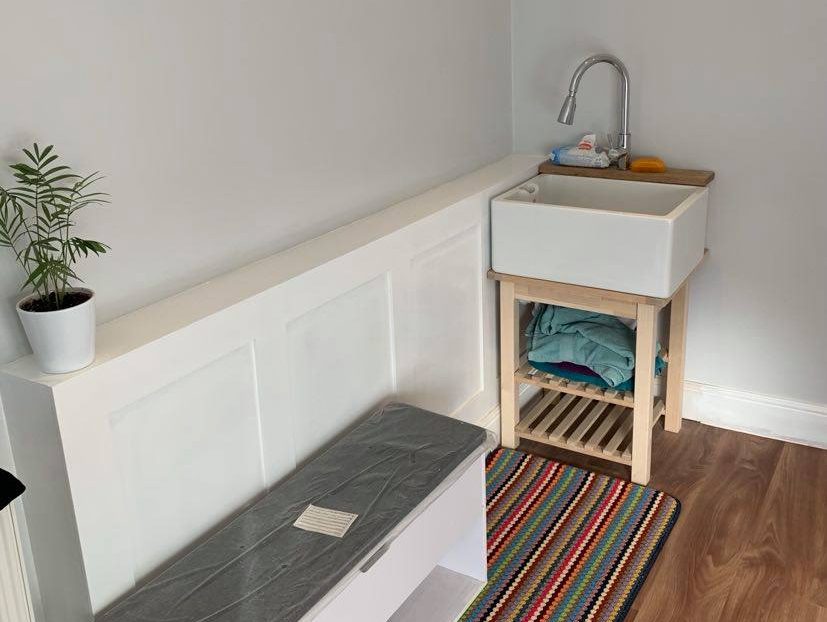 Garage conversion with dog washing station