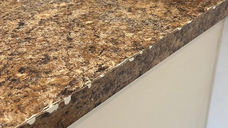 chipped laminate kitchen worktop