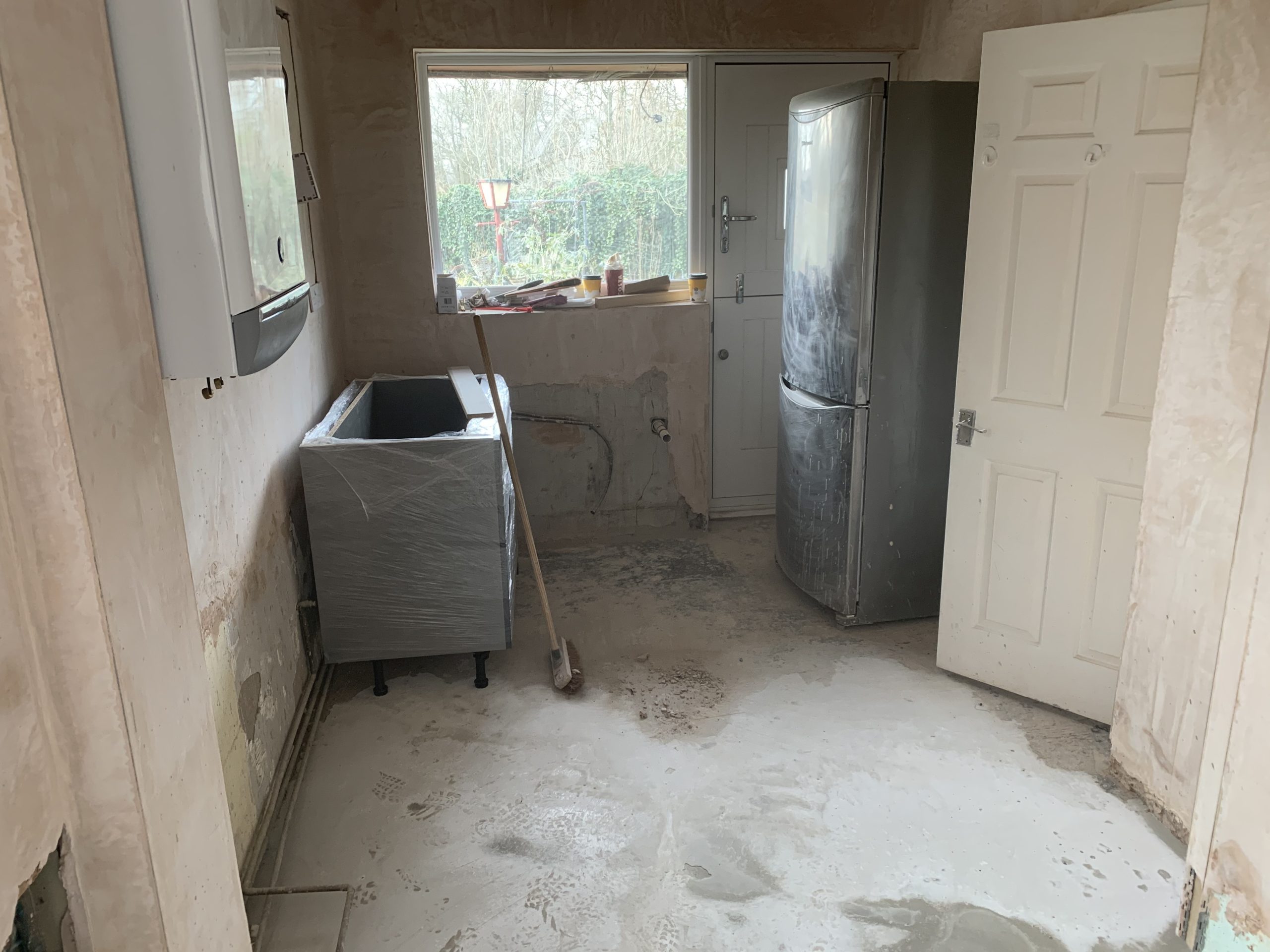 kitchen cupboards being installed